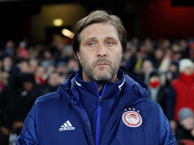 Olympiacos coach Pedro Martins before the match on February 27, 2020