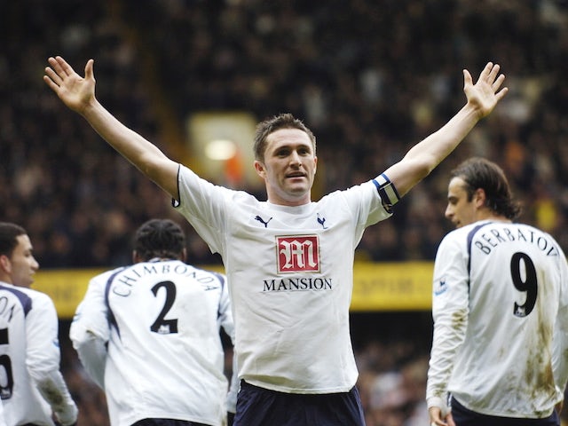 Robbie Keane celebrates scoring for Tottenham in 2007