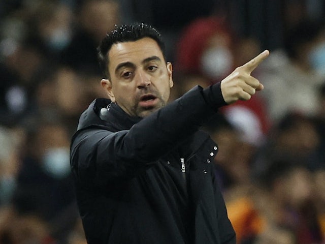 Barcelona coach Xavi during the match on March 10, 2022