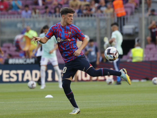 Barcelona midfielder Gavi pictured in August 2022