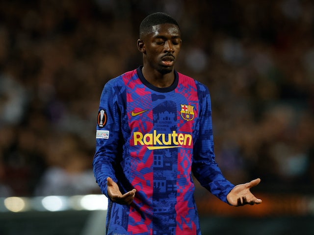 Ousmane Dembele in action for Barcelona in April 2022