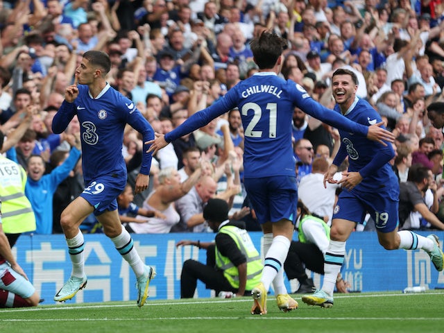 Chelsea's Kai Havertz celebrates scoring their second goal on September 3, 2022