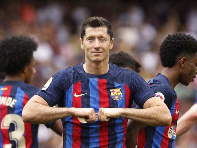 Robert Lewandowski in action for Barcelona on September 17, 2022