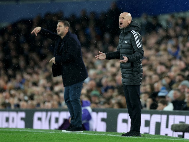 Manchester United manager Erik ten Hag and Everton manager Frank Lampard on October 9, 2022