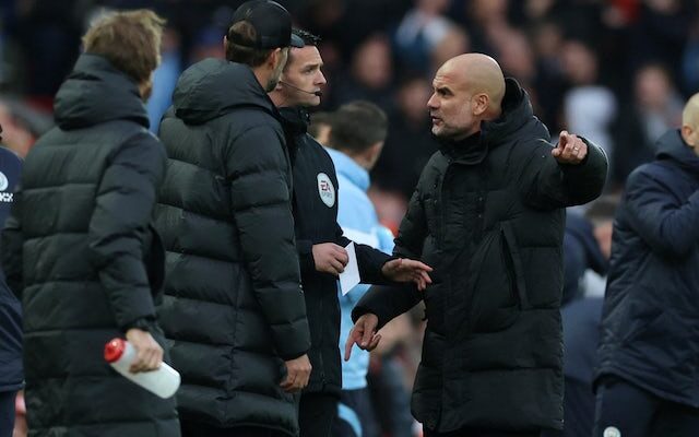 Manchester City ‘to report coin-throwing incident at Pep Guardiola in Liverpool defeat’